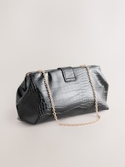 Black PU Croc Clutch Bag - Image 2 of 5