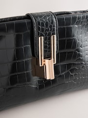 Black PU Croc Clutch Bag - Image 4 of 5