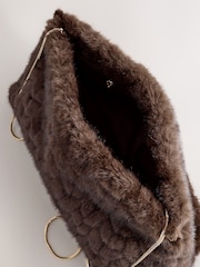 Chocolate Brown Fur Panel Clutch Bag - Image 2 of 6