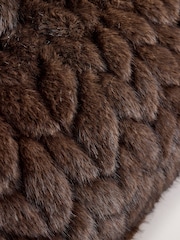 Chocolate Brown Fur Panel Clutch Bag - Image 6 of 6