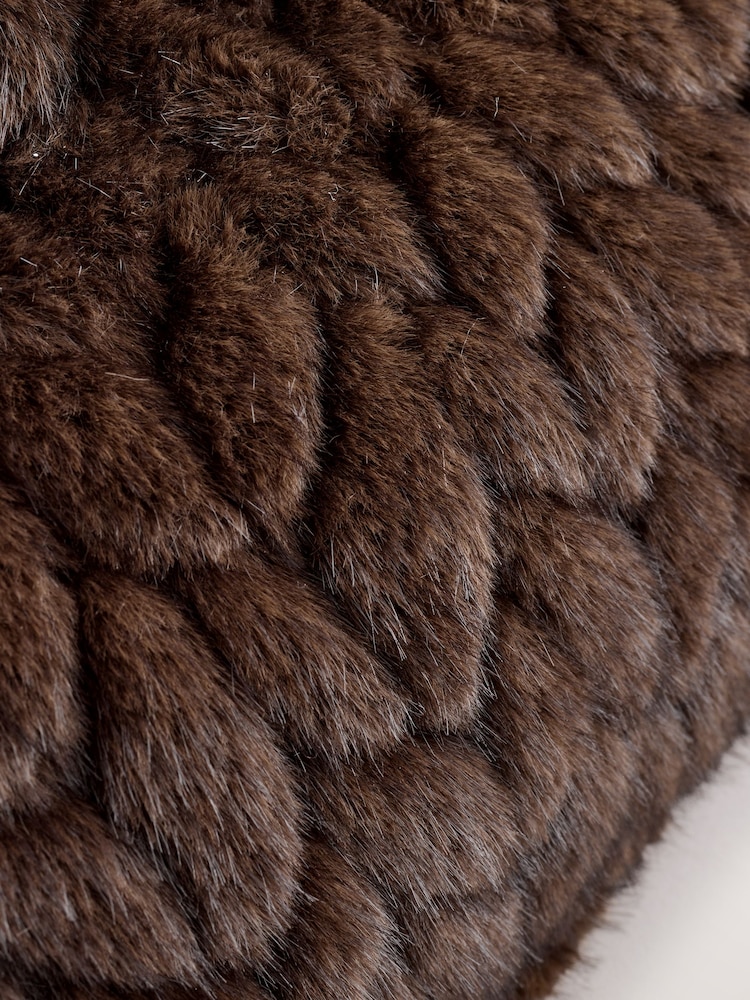 Chocolate Brown Fur Panel Clutch Bag - Image 6 of 6 Chocolate Brown Fur Panel Clutch Bag - Image 6 of 6