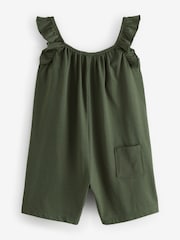 Khaki Green Strappy With Frilled Sleeves Romper Suits - Image 1 of 1