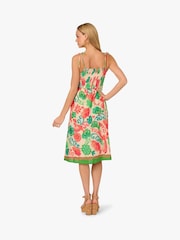 Adrianna By Adrianna Papell Smocked Printed Placement GreenDress - Image 3 of 7