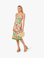 Adrianna By Adrianna Papell Smocked Printed Placement GreenDress - Image 4 of 7