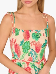 Adrianna By Adrianna Papell Smocked Printed Placement GreenDress - Image 5 of 7
