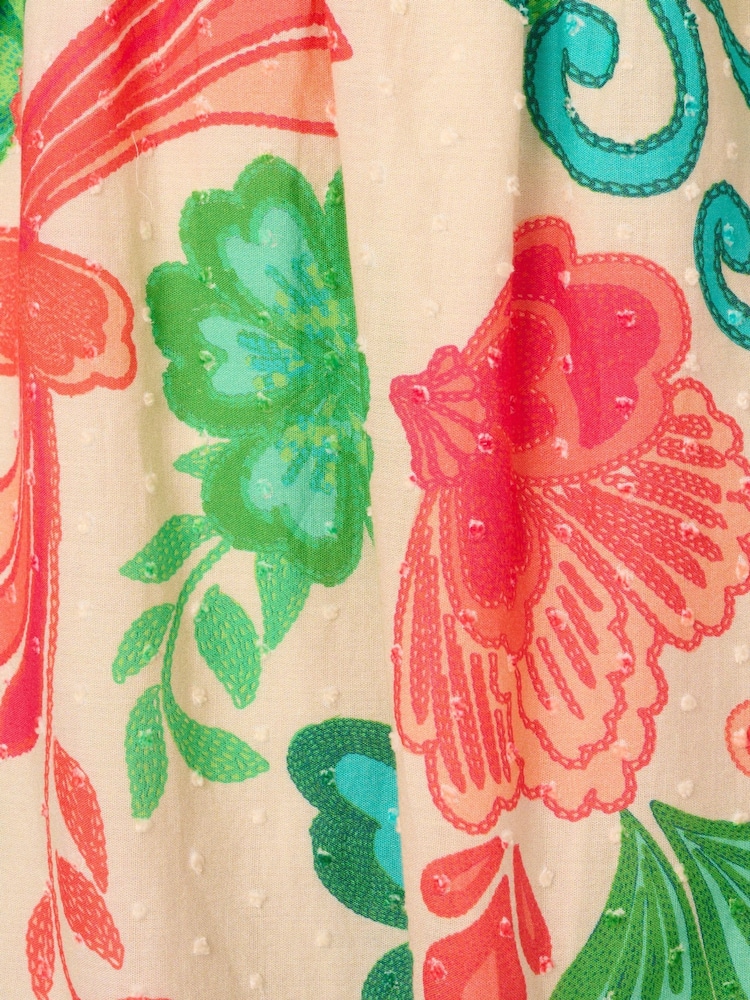 Adrianna By Adrianna Papell Smocked Printed Placement GreenDress - Image 7 of 7