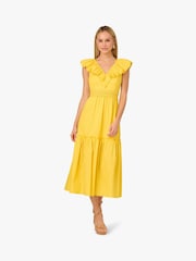 Adrianna By Adrianna Papell Yellow Ruffle Dress - Image 1 of 6