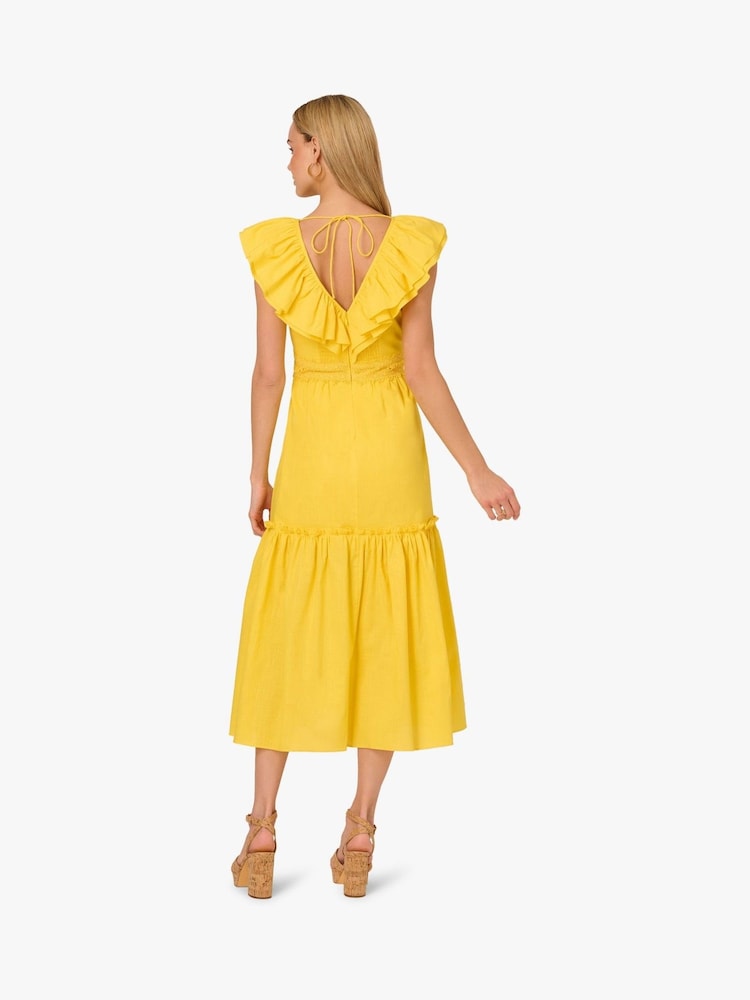 Adrianna By Adrianna Papell Yellow Ruffle Dress - Image 2 of 6