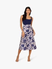 Adrianna Papell Blue Combo Printed Ankle Dress - Image 1 of 6