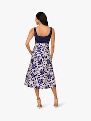 Adrianna Papell Blue Combo Printed Ankle Dress - Image 2 of 6