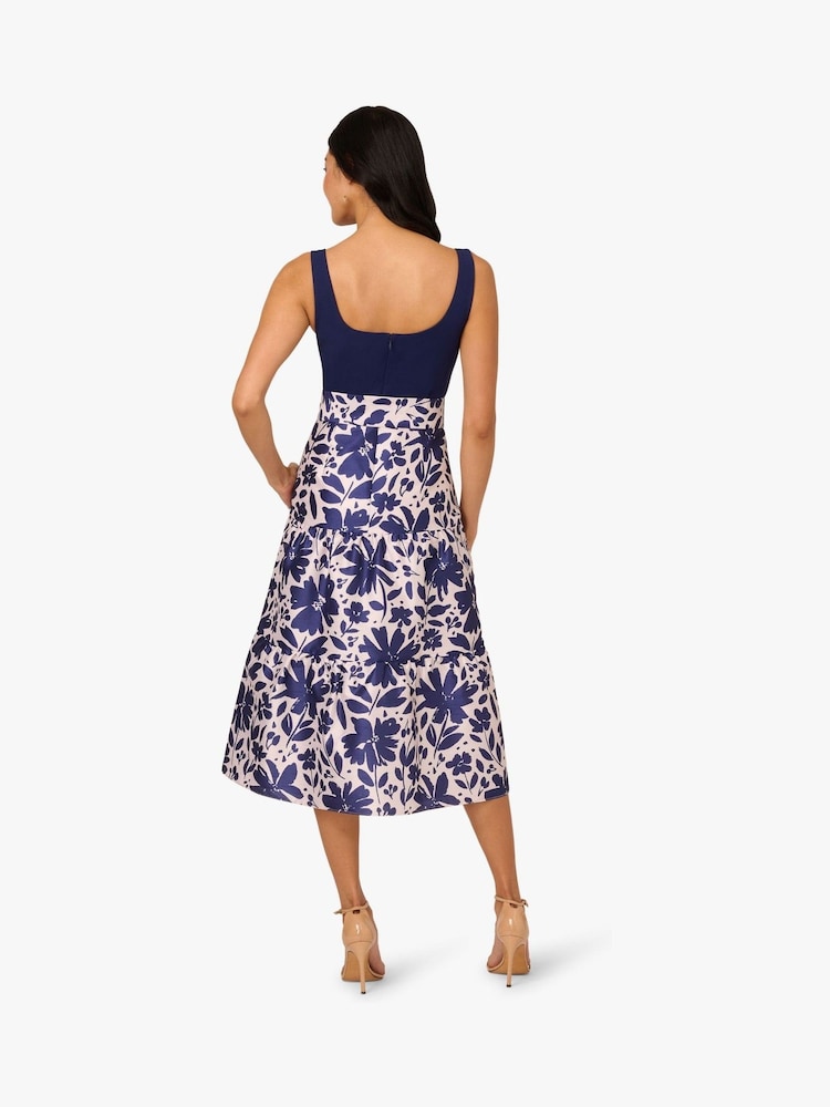 Adrianna Papell Blue Combo Printed Ankle Dress - Image 2 of 6