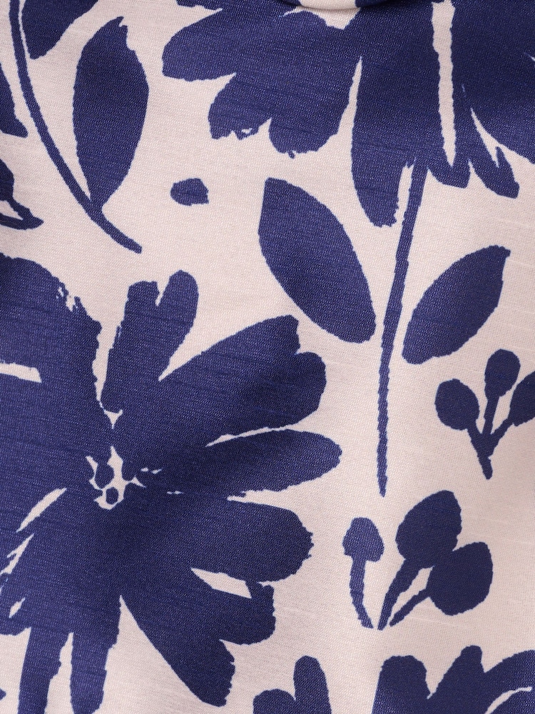 Adrianna Papell Blue Combo Printed Ankle Dress - Image 3 of 6