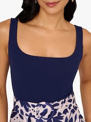 Adrianna Papell Blue Combo Printed Ankle Dress - Image 6 of 6