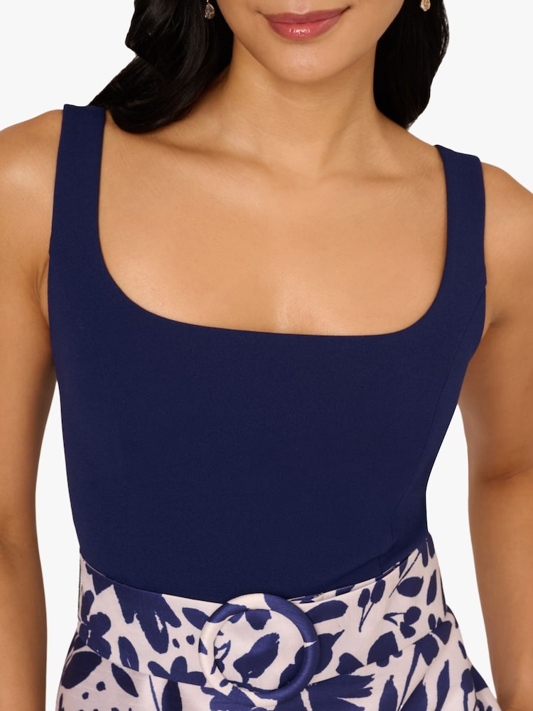 Adrianna Papell Blue Combo Printed Ankle Dress - Image 6 of 6