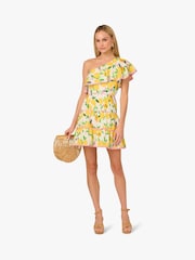 Adrianna By Adrianna Papell Yellow Printed Short Dress - Image 4 of 7