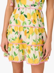 Adrianna By Adrianna Papell Yellow Printed Short Dress - Image 6 of 7