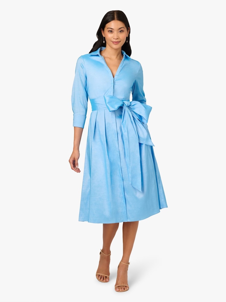 Adrianna Papell Blue Taffeta Shirt Dress - Image 1 of 6