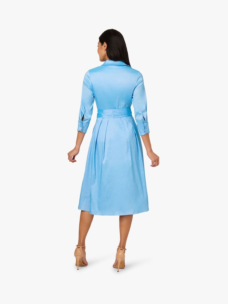 Adrianna Papell Blue Taffeta Shirt Dress - Image 2 of 6