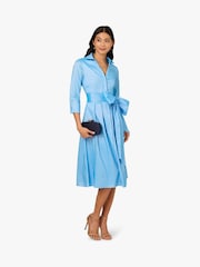 Adrianna Papell Blue Taffeta Shirt Dress - Image 3 of 6