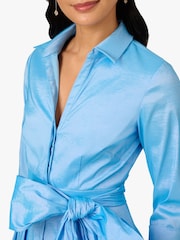 Adrianna Papell Blue Taffeta Shirt Dress - Image 4 of 6