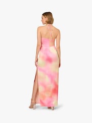 Adrianna By Adrianna Papell Pink Printed Sateen Long Dress - Image 2 of 6