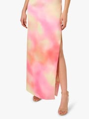 Adrianna By Adrianna Papell Pink Printed Sateen Long Dress - Image 4 of 6