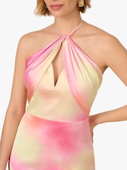Adrianna By Adrianna Papell Pink Printed Sateen Long Dress - Image 5 of 6