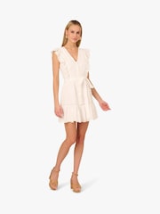 Adrianna By Adrianna Papell Short Eyelet White Dress - Image 1 of 7