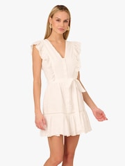 Adrianna By Adrianna Papell Short Eyelet White Dress - Image 2 of 7