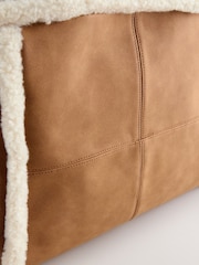 Tan Brown PU Borg Tote Bag - Image 4 of 5