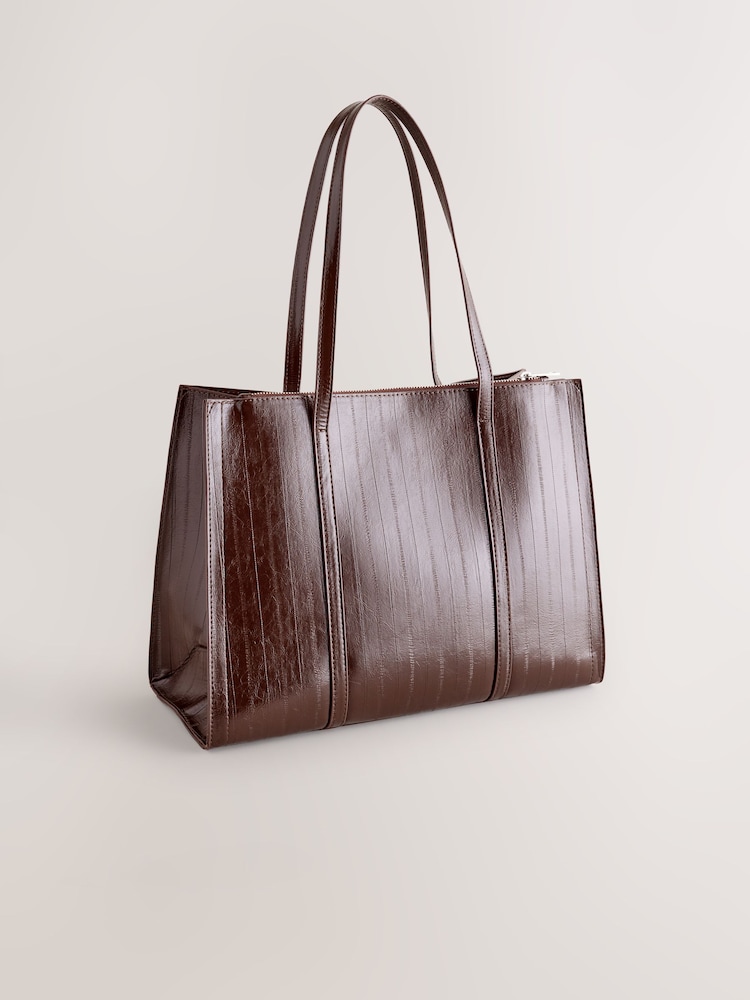 Chocolate Brown Structured Tote Bag - Image 1 of 5 Chocolate Brown Structured Tote Bag - Image 1 of 5