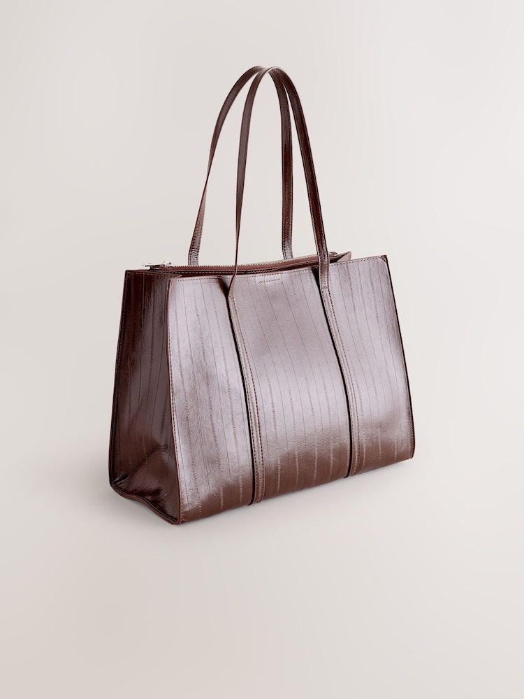 Chocolate Brown Structured Tote Bag - Image 2 of 5 Chocolate Brown Structured Tote Bag - Image 2 of 5
