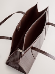 Chocolate Brown Structured Tote Bag - Image 5 of 5