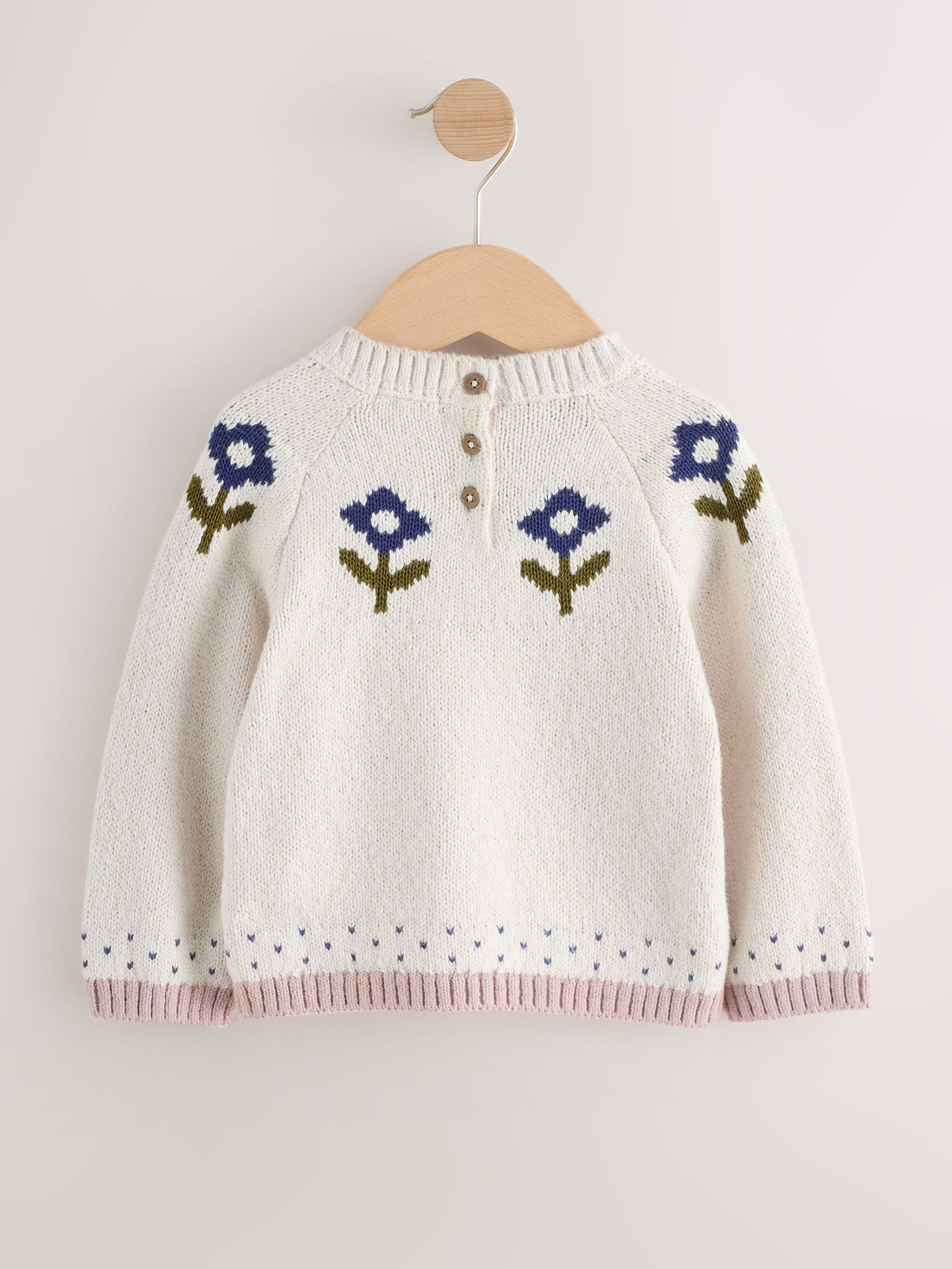 トップス Badway Flower studs border henry Buy Ecru Flower Knitted Jumper (3mths-7yrs) from Next USA