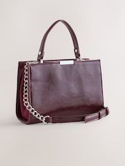 Burgundy Top Handle Croc Effect Bag - Image 1 of 5