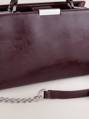 Burgundy Top Handle Croc Effect Bag - Image 3 of 5