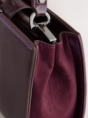 Burgundy Top Handle Croc Effect Bag - Image 4 of 5