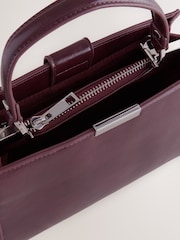 Burgundy Top Handle Croc Effect Bag - Image 5 of 5