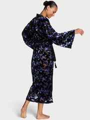 Victoria's Secret Electric Blue Orchid Burnout Velvet Long Robe - Image 2 of 3