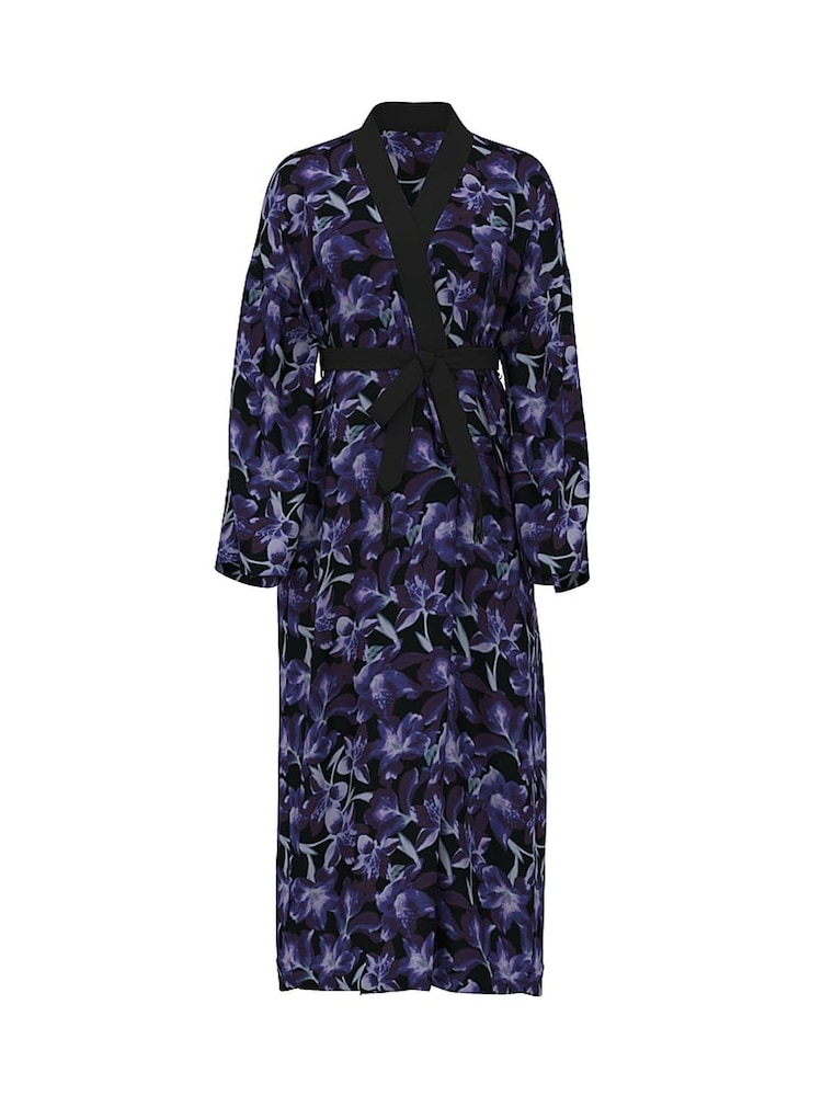 Victoria's Secret Electric Blue Orchid Burnout Velvet Long Robe - Image 3 of 3 Victoria's Secret Electric Blue Orchid Burnout Velvet Long Robe - Image 3 of 3