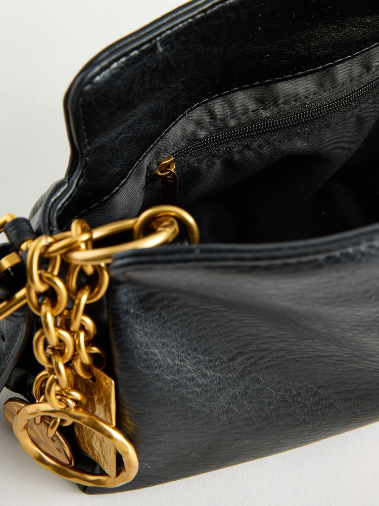 Black Charm Cross-Body Buckle Bag - Image 6 of 6 Black Charm Cross-Body Buckle Bag - Image 6 of 6