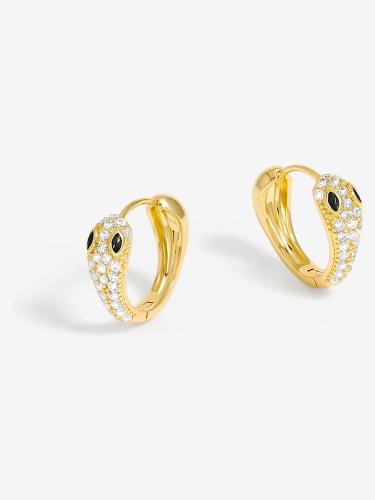 Jon Richard Gold Tone Snake Effect Huggie Earrings - Image 1 of 1