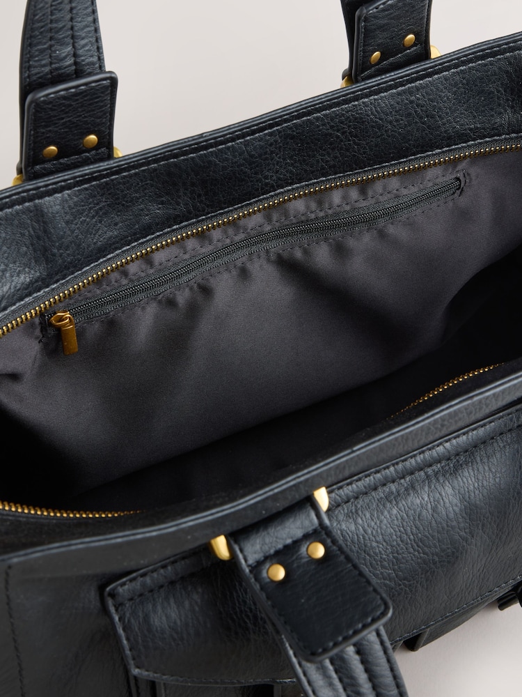 Black Charm Buckle Hand Held Bag - Image 2 of 5 Black Charm Buckle Hand Held Bag - Image 2 of 5