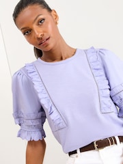 Lipsy Lilac Purple Puff Sleeve T-Shirt - Image 1 of 4