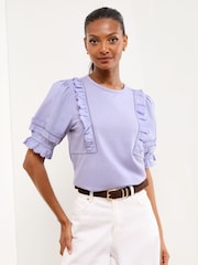 Lipsy Lilac Purple Puff Sleeve T-Shirt - Image 2 of 4