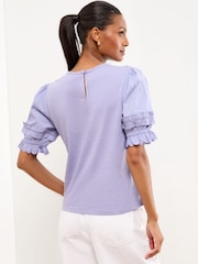 Lipsy Lilac Purple Puff Sleeve T-Shirt - Image 4 of 4