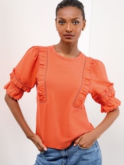 Lipsy Orange Puff Sleeve T-Shirt - Image 2 of 4