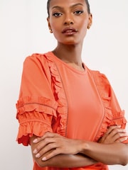 Lipsy Orange Puff Sleeve T-Shirt - Image 3 of 4
