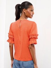 Lipsy Orange Puff Sleeve T-Shirt - Image 4 of 4