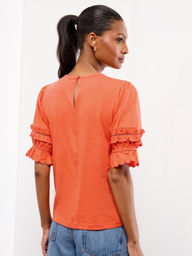 Lipsy Orange Puff Sleeve T-Shirt - Image 4 of 4